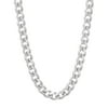 Men's 5mm Rhodium Plated Flat Cuban Link Curb Chain Necklace, 22 inches
