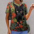 thumbnail image 6 of The Cat Is Hiding Women's Short Sleeve T-Shirt Crew Neck Casual Summer Trendy Loose Fit Tops, 6 of 6