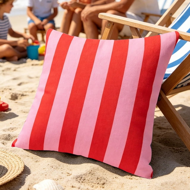 CaiYueKe Outdoor Waterproof Pillow Cover, 18 x 18 inch Striped Pattern Decorative Cushion Case, Patio Garden Balcony Sofa Chair Throw Pillowcase, Weather Resistant Home Decor