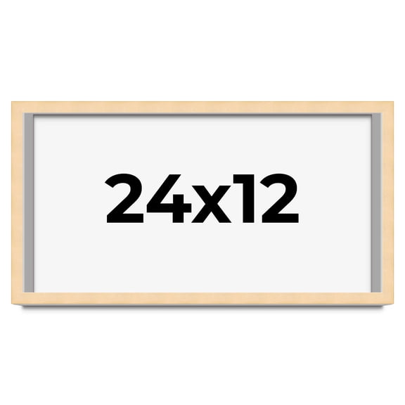 24x12 Frame Natural Wood Picture Frame | 0.75 Inch Moulding Width | with UV Acrylic Plexiglass,