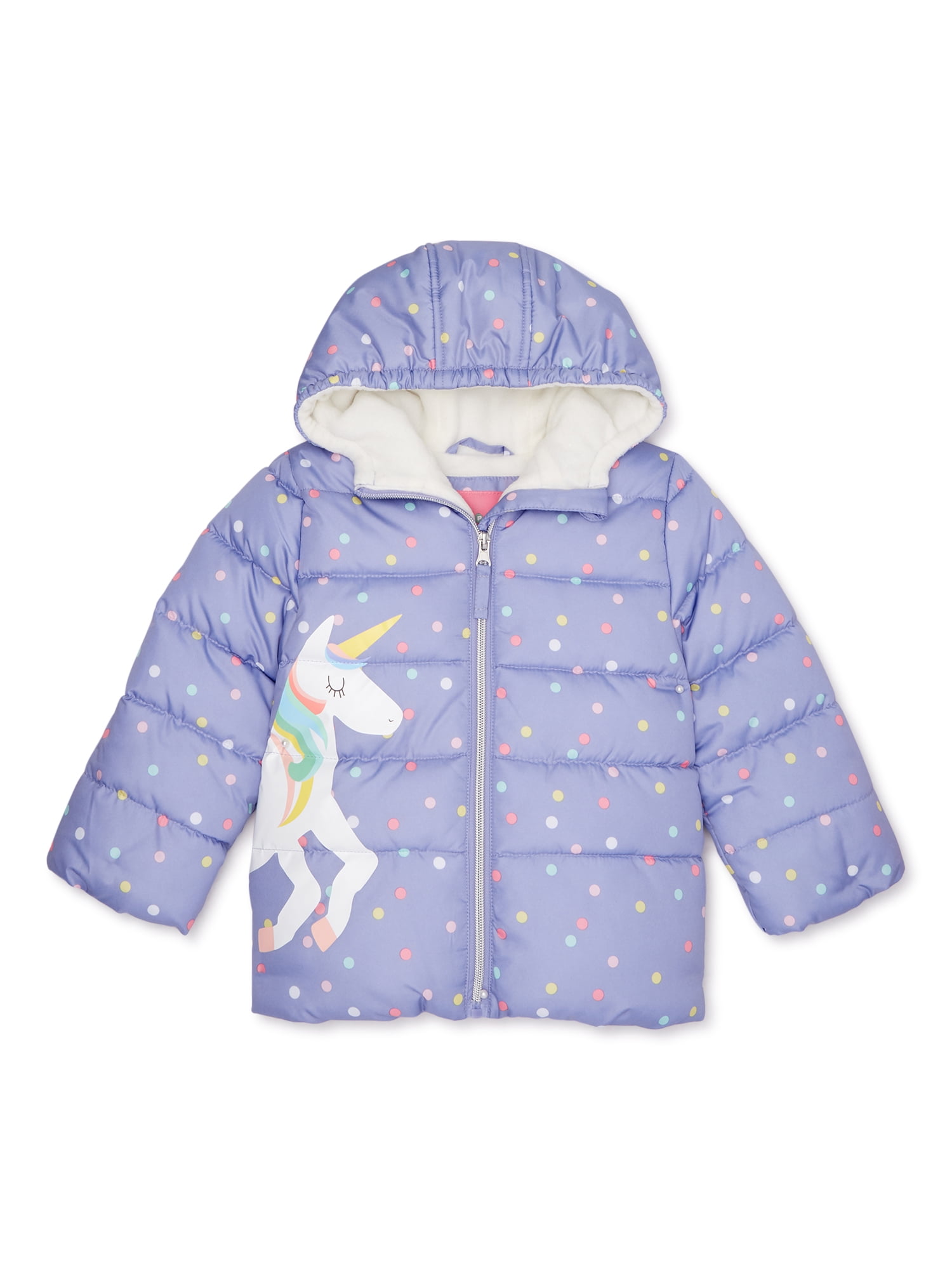Wippette Toddler Girls' Unicorn Polka Dot Winter Jacket Coat