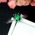 thumbnail image 2 of HeartsAndYou 1ct Natural Green Emerald & Diamond Ring Minimalist Trilogy 14k SOLID White Gold, 2 of 8