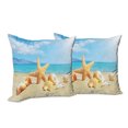 thumbnail image 6 of Ambesonne Summer Throw Pillow Cover 2 Pack, Beach Sand with Starfish, 24", Aqua Ivory Mustard, 6 of 6