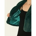thumbnail image 5 of DARING DIVA Women's Notched Lapel Open Front Fleece Cropped Coat M Green, 5 of 6