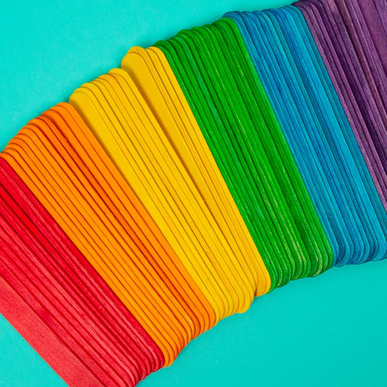 A Miniature Sleigh Jumbo Craft Sticks - Multi Color Colored Popsicle Sticks 50pc Large Craft Sticks