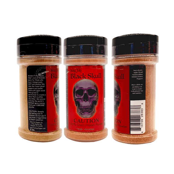 Smoked Ghost Pepper Powder Hot Spice Wicked Tickle Black Skull Chili Seasoning