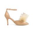 thumbnail image 3 of BLISSFUL STEP Women's Shoes Bow Tie Ankle Strap Stiletto Heel Pointy Toe Sandals Nude 9, 3 of 8