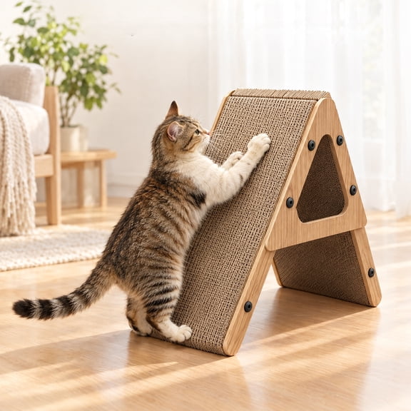 Cat Scratcher, A-Frame Corrugated Cardboard Cat Scratching Board, Multi Angle Reversible Cat Scratch Pad for Indoor Cats, Triangle Cat Scratcher Protect Furniture from Cat Claws