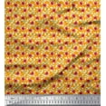 thumbnail image 1 of Soimoi Modal Satin Tissu Feuilles & Coquelicot Imprimé Floral 1 Yard 42 Inch Wide, 1 of 6
