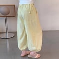 thumbnail image 5 of ZHOGXU Lightweight Solid Color Elastic Waist Drawstring Wide Leg Kids Capri Girls Pants With Pocket Comfortable Everyday Wear, 5 of 5