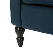 GDF Studio Elizabeth Contemporary Tufted Wingback Pushback Recliner, Navy Blue and Dark Brown, Fabric