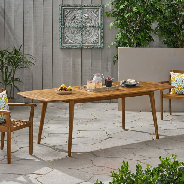 Jaxson Outdoor Acacia Wood Expandable Dining Table, Teak - Walmart.com