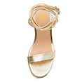 thumbnail image 4 of FSJ Women Classic Round Open Toe Wedge High Heel Sandals Espadrille Platform Lace-up Adjustable Buckle Ankle Strap Cute Summer Dress Shoes Size 8.5 Gold, 4 of 5