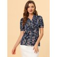 thumbnail image 4 of INSPIRE CHIC Women's Floral Print Rufle Button Up Puff Short Sleeves Blouse Top, 4 of 6