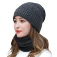 thumbnail image 2 of D-GROEE 2Pcs/Set Winter Beanie Hat Scarf Set Plush Lined Warm Knit Skull Cap and Scarf for Men Women, 2 of 7