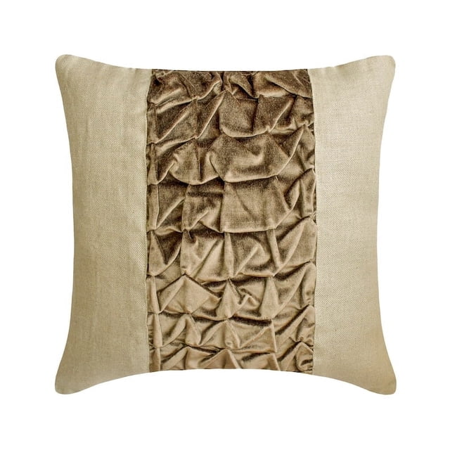 Fundas de almohada decorativas HomeCentric de 45 x 45 cm (18 x 18 pulgadas) en color marrón, con textura de terciopelo y lino, cojines de terciopelo con nudos y patchwork para sofá, estilo patchwork