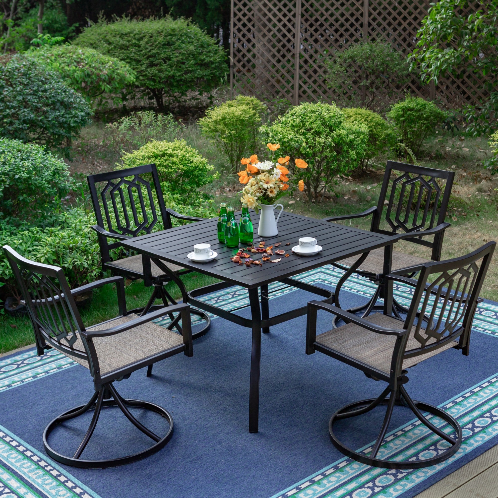 Sophia & William 5 Piece Patio Metal Dining Set Square Table and 4