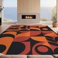 thumbnail image 2 of Design&I 6'x9' Washable Area Rug Oversized Skid-Resistant Orange Black Geometric and Motifs Elegant Contrast of Curves Angles for Living Room, Family Indoor, 2 of 7