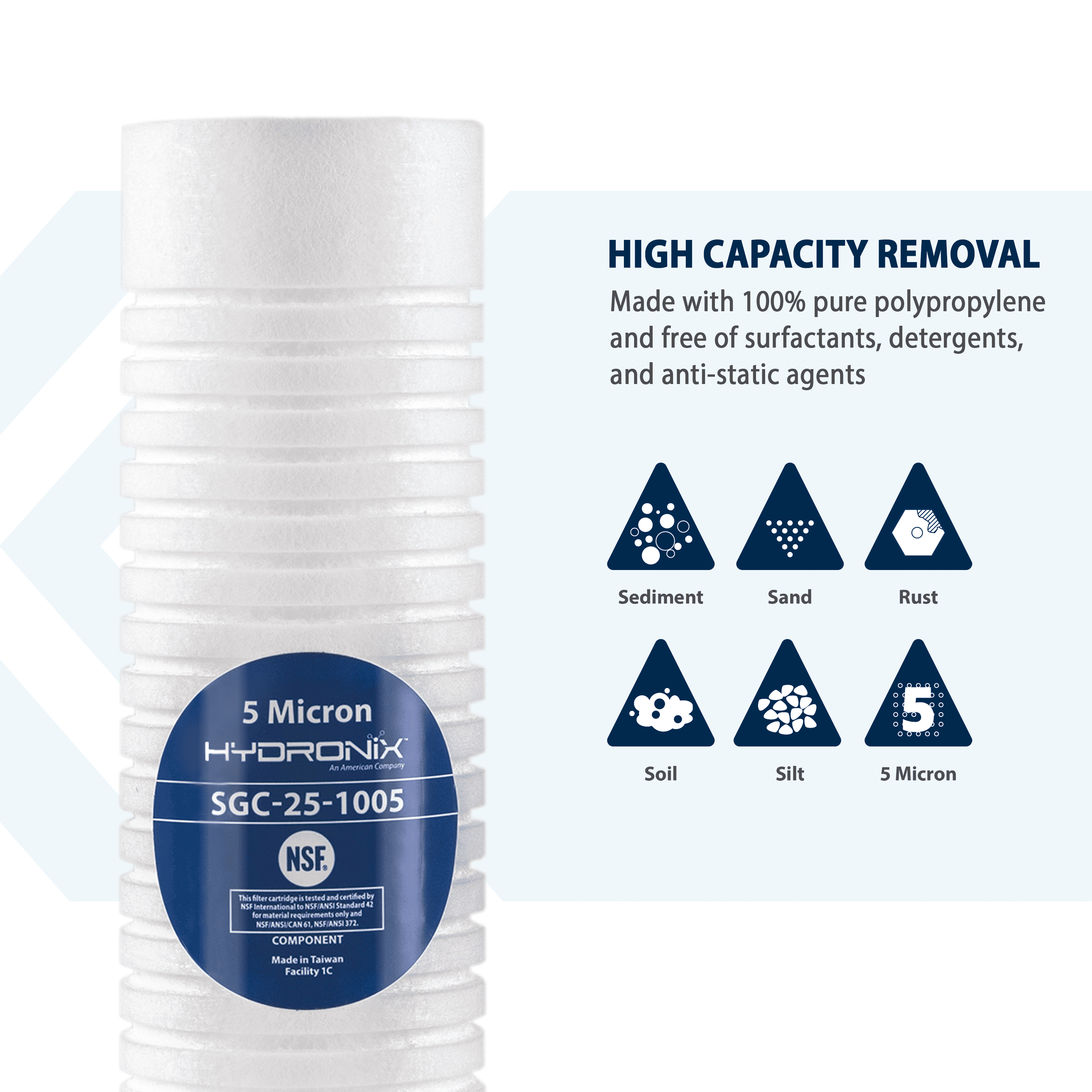 Hydronix SGC-25-1005 Sediment Grooved Water Filter Cartridge 2.5 X 10 Sediment Grooved Water Filter Cartridge 2 5 X 10 5 Micron Replaces Ap110 Hydronix SGC-25-1005 Sediment Grooved Water Filter Cartridge 2.5 X 10 Sediment Grooved Water Filter Cartridge 2 5 X 10 5 Micron Replaces Ap110