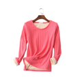 thumbnail image 6 of Womens Long Sleeve Thermal Pullover Crewneck Shirts Winter Warm Fleece Lined Pajamas Tops Soft Fuzzy Lounge Homewear, 6 of 6
