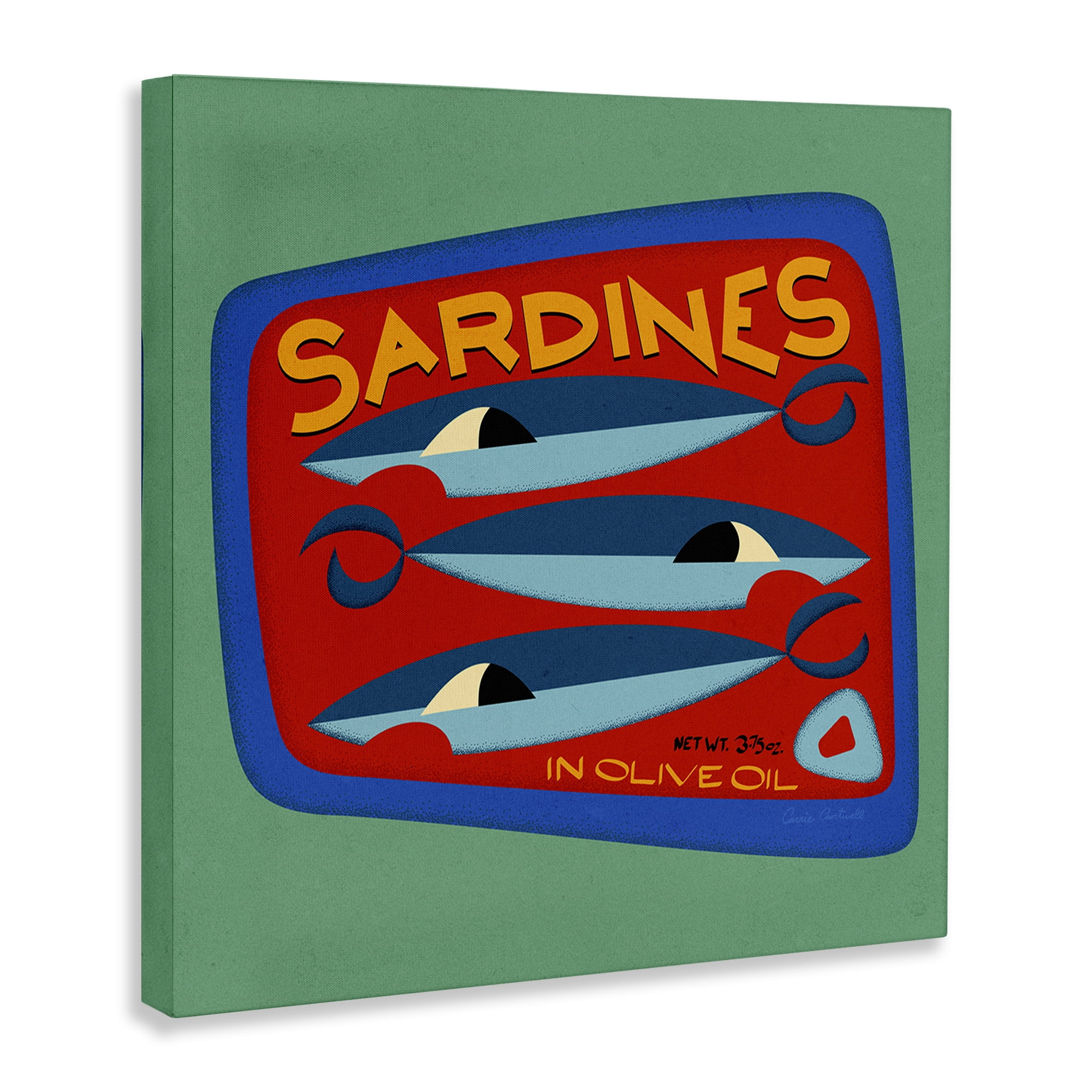 Stupell Industries Bold Sardines Can Food & Beverage Painting Wrapped Canvas Art Print Wall Art, 30 x 30