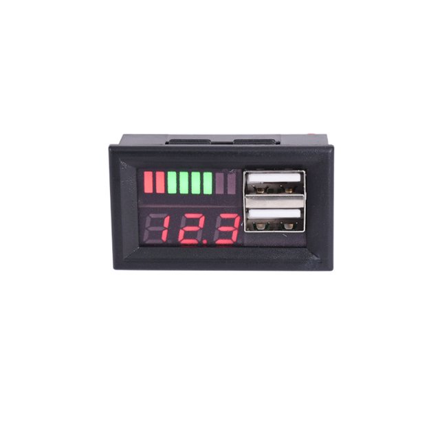 Voltímetro De Pantalla Digital Led, Mini Medidor De Voltaje, Panel Probador De Batería Para Cc 12V, Coches, Motocicletas, Vehículos, Salida Usb Dual 5V2A Methold VI003164-00
