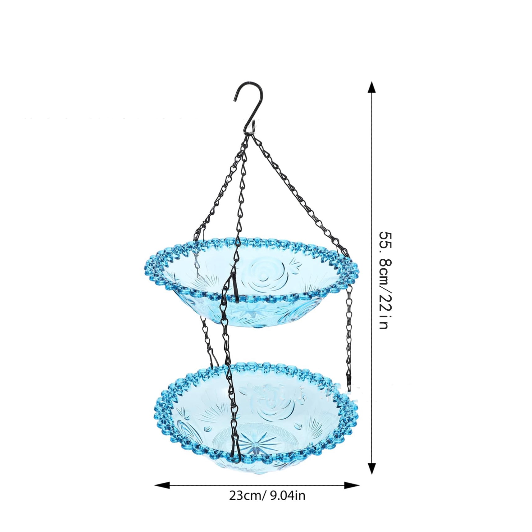 Solar Cascade Hanging Bird Bath Fountain, Solar Powered Cascading Outdoor Water Fountainwith Solars Pump & Glass Bowl, Decorative Garden Yard Patio Bird Bath Fountain (Pink Double-Tier)