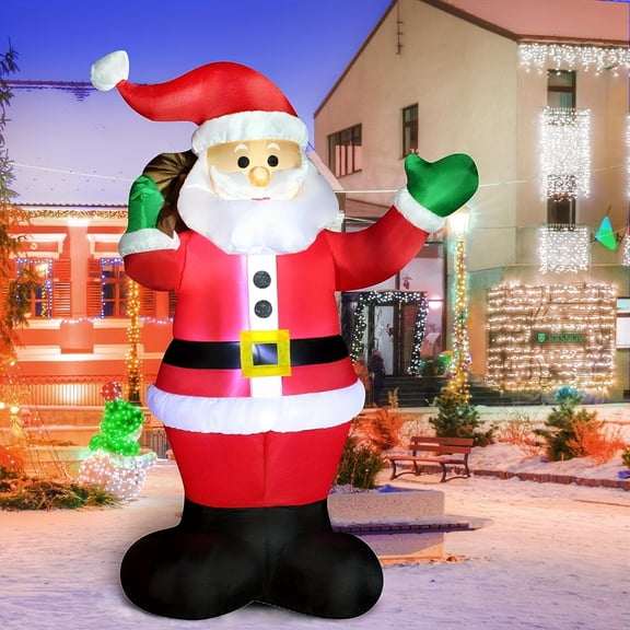 6ft Christmas Inflatable Santa Outdoor Decor - Blow-Up Santa with Bag, Built-in LED Lights | Weather-Resistant for Garden/Yard, Holiday Lawn Ornament & Seasonal Display