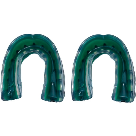 Shield - Extreme 3 Triple Density Mouth Guard Without Strap, Green Tint, Adult, 2 Pack