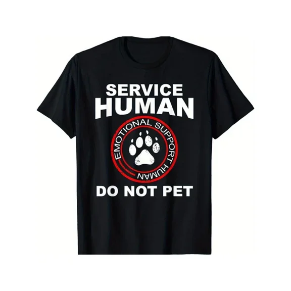 DOPASHIRT Funny "Service Human Do Not Pet" T-Shirt For Dog Owners - Casual Black Unisex S-5XL Hot Trending Shirt, Vintage Birthday Gift
