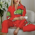 thumbnail image 6 of Fuzoiu Cool Crocodile With Sunglasses Print Women's Long-Sleeved Pajama,Lounge Button Down Nightwear,Womens Notch Collar Pajama Set-XX-Large, 6 of 7