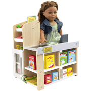 Playtime by Eimmie Wood Grocery Store Playset w/ Accessories for 18" Dolls