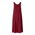 thumbnail image 7 of ClodeEU Women's V Neck Wide Strap Sleeveless Linen Maxi Dress, Casual Loose Summer Dress Wine,Women's Plus L, 7 of 7