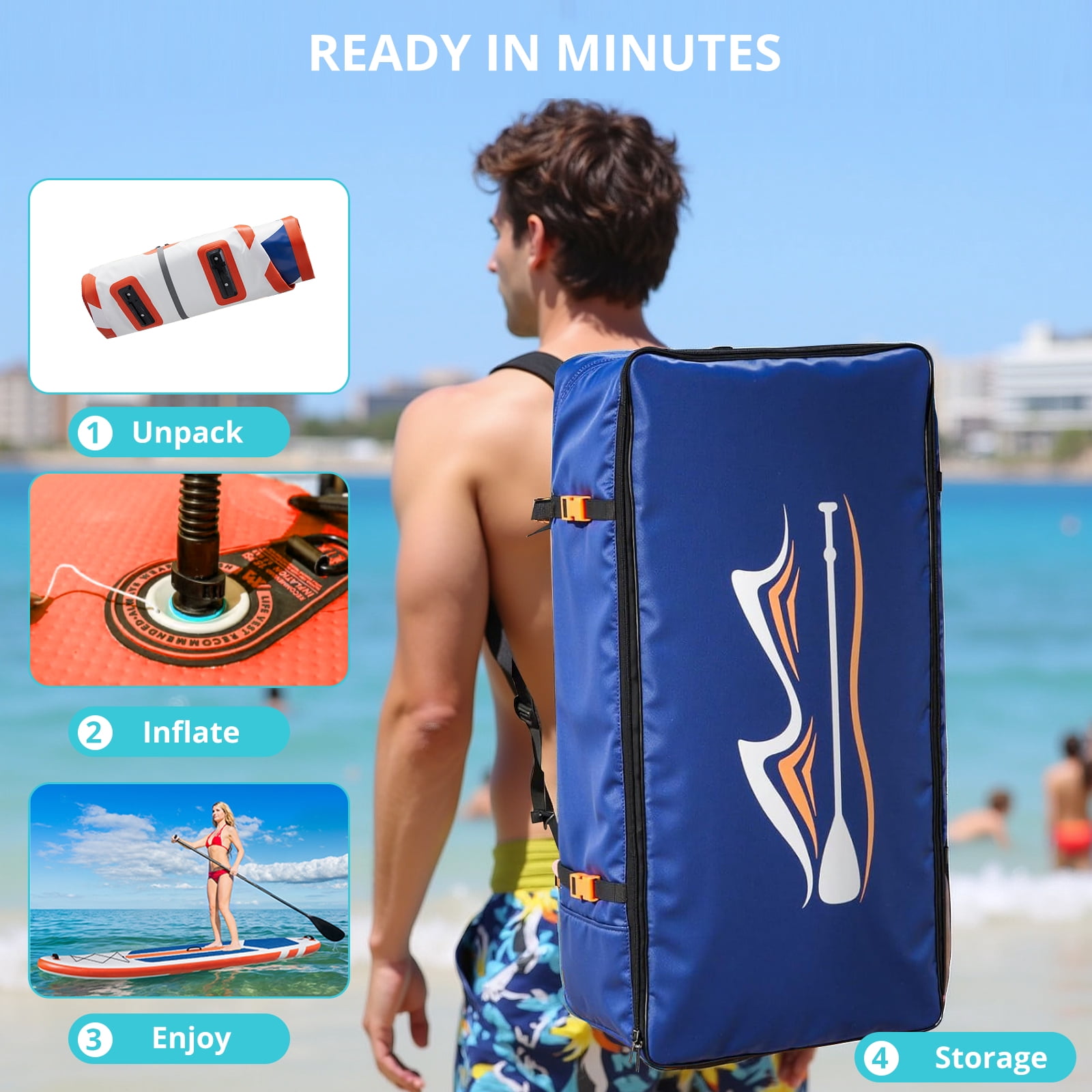 Inflatable Stand Up Paddle Board with Premium SUP Paddleboard Accessories,2-in-1 Paddle for Adults,Orange