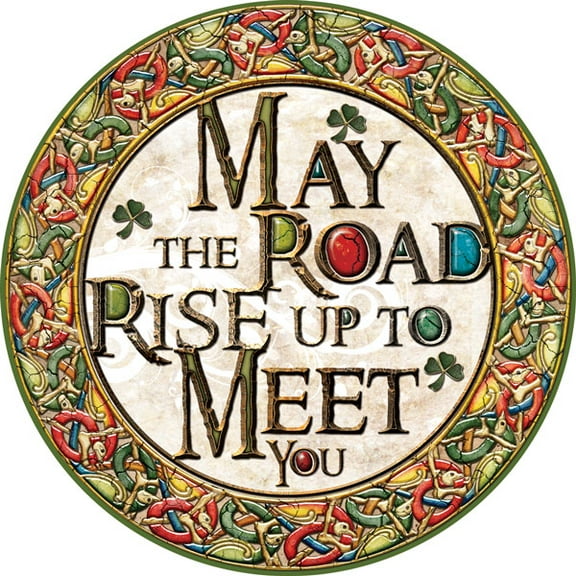 Nature's Craft May the Road Rise Celtic Coaster Resistant Tabletop Protection Irish Design, Cork Base Housewarming Gifts 5"