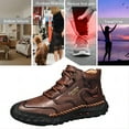 thumbnail image 4 of Men's Outdoor Leather Boots Casual Warmth For Hiking Lightweight Comfort Thicken Lace-up Mid-Top Ankle Shoes Brown 6.5 US, 4 of 7