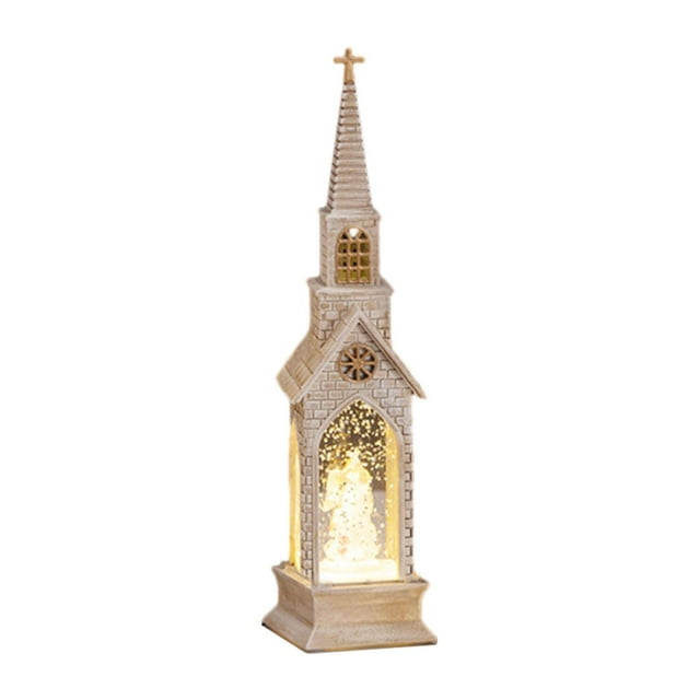 Decoración navideña iluminada, centros de mesa navideños, paisaje navideño, decoración luminosa para decoración de sala de estar , Capilla Blanca Macarena Centros de mesa