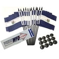 thumbnail image 3 of Box of 12 El Salvador 4"x6" Polyester Miniature Desk & Little Table Flags, 4x6 El Salvadorian Small Mini Hand Waving Stick Flags with 12 Flag Bases (Stands), 3 of 3