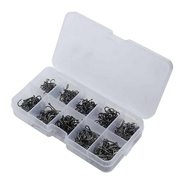 500pcs Carbon Steel Fishing Fish Jig Hooks with/Tackle Box 3-12# Assorted  Sizes for Freshwater Saltwater Fishing Gear Accessories Assortment Kit 