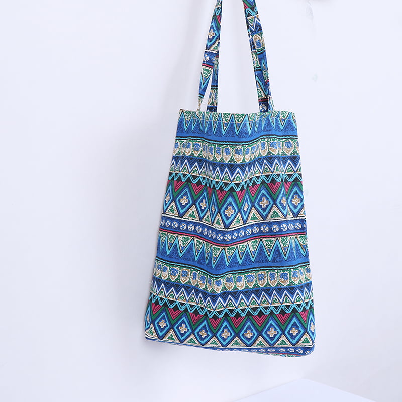 Ethnic style linen bag tote ECO shopping outdoor canvas shoulder b JEMHI