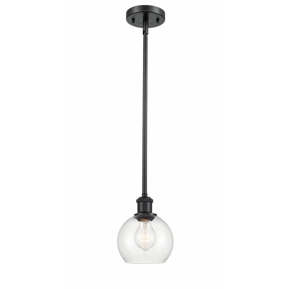 516-1S-BK-G122-6-Innovations Lighting-Athens - 1 Light Mini Pendant In Industrial Style-7.88 Inches Tall and 6 Inches Wide-Matte Black Finish-Clear