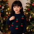 thumbnail image 3 of CPNG Toddler Newborn Baby Girls Knitted Sweaters Round Neck Long Sleeve Pullover Top with 3D Cherry Decor Autumn Winter Soft Warm Casual Sweaters, 3 of 3