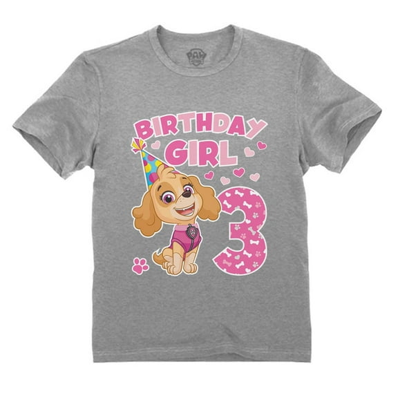 Tstars Girls 3rd Birthday Gift Shirt - Paw Patrol Skye Graphic Tee - Toddler Kids Party Wear - Perfect Gift for Paw Patrol Lovers
