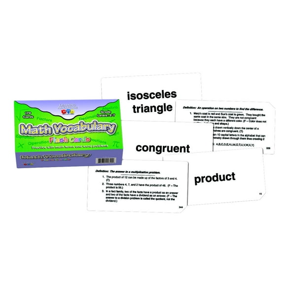 Tarjetas flash de vocabulario matemático Learning Advantage, juego de 179