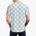 thumbnail image 3 of Balery Daisy Plaid Blue Printed Men’s Short Sleeve Polo Shirt, Midweight Men's Shirt,Golf Polo shirts -Small, 3 of 8