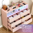 thumbnail image 3 of 2025 New 6 Drawer Dresser for Bedroom, Wide Wood Dressers Drawers with Led Lights and Power Outlets, Big Storage Dressers for Bedroom, Sturdy Modern Bedroom Dresser with Handle, Anti-Tilt Devices, 3 of 8