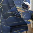 thumbnail image 5 of Navy Blue Gold Semi Sheer Curtains 84 Inch Length 2 Panels Set,Abstract Line Art Troditional Ink Painting Sheer Kitchen Curtain Privacy Voile Window Curtain for Living Room Bedroom Rod Pocket Drapes, 5 of 7