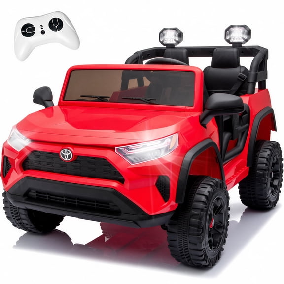 Toyota 24V Kids Ride on Car, 2 Seater Electric Ride on Truck with Remote Control, 4 WD Powered Ride on Toy, Bluetooth, USB, MP3, LED, Horn, 4 Wheel Suspension Electric Cars for Boys Girls 3 , Red