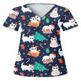 thumbnail image 1 of Hauts Style Infirmière à Imprimé Renne pour Femmes T-shirt de Noël, 1 of 2