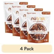 (4 pack) NuTrail Nut Granola Cereal, Dark Chocolate, No Sugar Added, Keto, Gluten Free, 11 oz. 1 Count